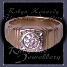 14 Karat Yellow and White Gold and Diamond Man's Ring Image