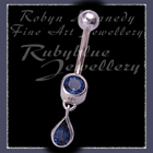 14 Karat White Gold & London Blue Topaz Belly Ring Image