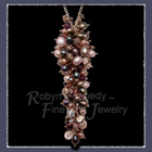 Sterling Silver, Coloured Pearls, Austrian Crystal, Amethyst and Czech Glass, 'Purple Cluster' Necklace Image