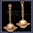 14 Karat Yellow Gold , Ruby and Garnet Dangle Earrings Image