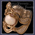 10 Karat Yellow Gold, Sterling Silver and Genuine White Opal 'Titania' One-of-a-Kind Ring Image