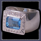 Sterling Silver, Genuine Blue Topaz and Cubic Zirconias Ring Image