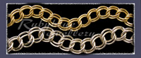 !4 K Gold and Sterling Silver Link Charm Bracelet Image
