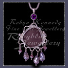 Sterling Silver, Great Lakes Beach Glass, Amethyst, Freshwater Pearls and Swarovski Crystal 'Beachglass' Pendant 19 Image