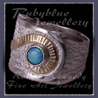 18 Karat Yellow Gold, Sterling Silver and AAA Austrailian Opal 'Radiance' Ring Image