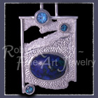 Sterling Silver, Azurite-Malchite, Evergreen Topaz and Swiss Blue Topaz "Road to Phi' Pendant Image