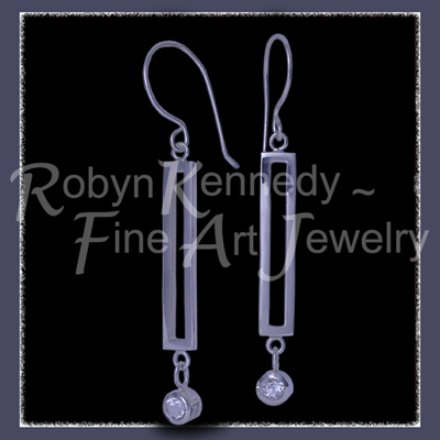 Argentium Silver, Sterling Silver and White Topaz 'Exclaim' Earrings Image