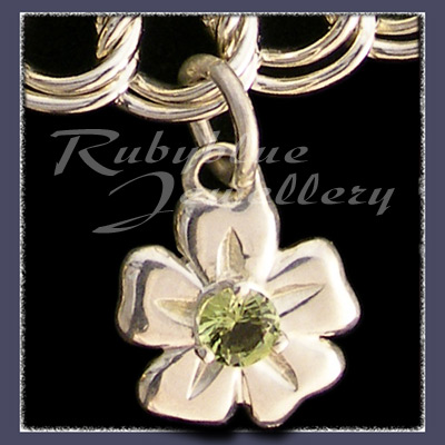 Sterling Silver 'Single Blossom' Charm with August Birthstone  Image