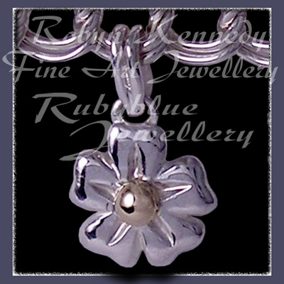 Sterling Silver and 14 Karat Yellow Gold 'Single Flower' Charm Image