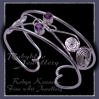 Sterling Silver and Amethyst 'Calypso' Cuff Bracelet Image