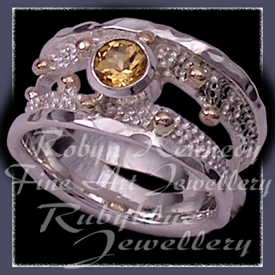 10 Karat Yellow Gold, Argentium Silver & Honey Topaz  'Chic' Ring Image