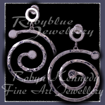 Sterling Silver Hand Hammered Spiral 'Circle Of Life' Earrings Image