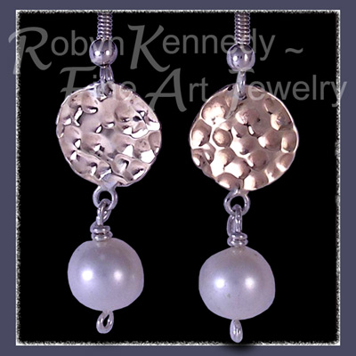 Sterling Silver , 10 Karat Yellow Gold and Genuine White Pearl 'Fair Lady' Earrings  Image