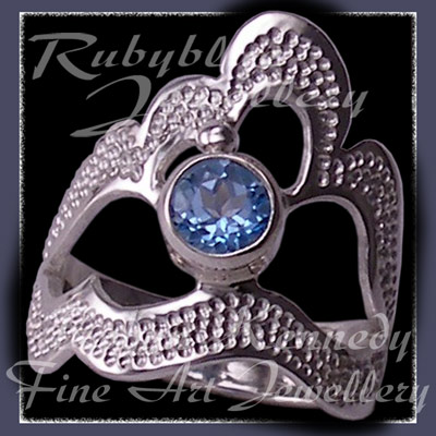 Argentium Sterling Silver and Genuine Ice Blue Topaz 'Grace' Ring Image