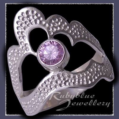 Sterling Silver and Swarovski Lavendar Cubic Zirconia 'Grace' Ring Image
