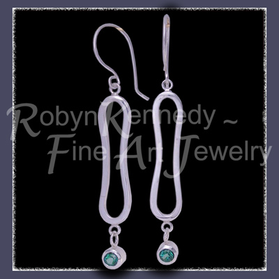 Argentium Silver, Sterling Silver and Rainforest Genuine Diffused Topaz Gemstone 'Spring' Earrings Image