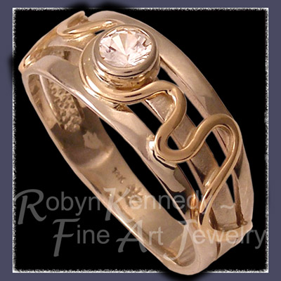 14 Karat Yellow and White Gold 'Triumph' White Sapphire Ring Image