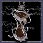 Sterling Silver, Great Lakes Beach Glass and Honey Topaz 'Beachglass' Pendant 4 Image