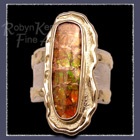 18 Karat Yellow Gold, Sterling Silver and Ammolite, 'Avalon' Ring Image