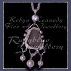 Sterling Silver, Great Lakes Beach Glass, Cubic Zirconia and White Freshwater Pearls 'Beachglass' Pendant 17 Image