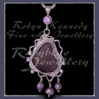 Sterling Silver, Great Lakes Beach Glass, Lavendar Cubic Zirconia and Freshwater Pearls  'Beachglass' Pendant 18 Image
