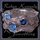 14 Karat Yellow Gold, Sterling Silver, Swiss, London and Sky Blue Topaz 'Blue Pleasures' Ring Image