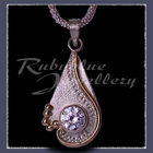 10 Karat Yellow Gold, Sterling Silver and Cubic Zirconia 'Dreamland' Pendant  Image