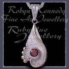 10 Karat Yellow Gold, Sterling Silver and Mozambique Garnet 'Dreamland' Pendant  Image