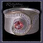 10 Karat Yellow Gold, Sterling Silver and Passion Pink Topaz 'Dreamland' Ring Image