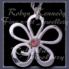 Sterling Silver and Pink Topaz 'Loves Me' Flower  Pendant Image