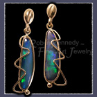 18  and 14 Karat Yellow Gold and Opal 'Opal Lightening' Earrings Image