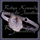 14 Karat Yellow Gold, Sterling Silver and White Topaz 'Rosey Fleur' Bangle Image