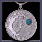 Sterling Silver, Kingman Turquise & Swarovski Cubic Zirconia's 'Silver Blue Moon' Pendant Image