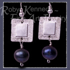 Sterling Silver and Cultured Black Freshwater Pearls 'Tribal Glam' Earrings Image