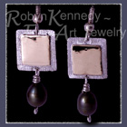 10 Karat Yellow Gold, Sterling Silver and Black Pearls 'Tribal Glam' Earrings Image
