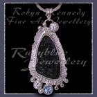 Sterling Silver, Black Drusy, Sky Blue Topaz and Cubic Zirconia 'Twilight' Pendant Image