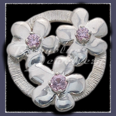 Sterling Silver 'Circle of Flowers' Lapel Pin with October Birthstones Image