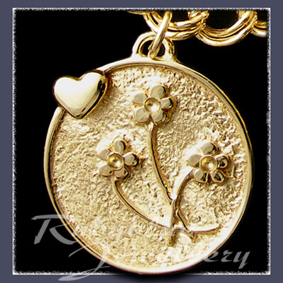 Gold 'Heart & Flowers' Charm Image