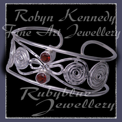 Sterling Silver and Mozambique Garnet 'Calypso' Cuff Bracelet Image