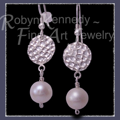 Sterling Silver  and Genuine Cultured Freshwater White Pearl 'Fair Lady' Earrings  Image