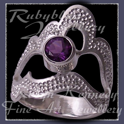 Argentium Sterling Silver and Genuine  AA Amethyst 'Grace' Ring Image