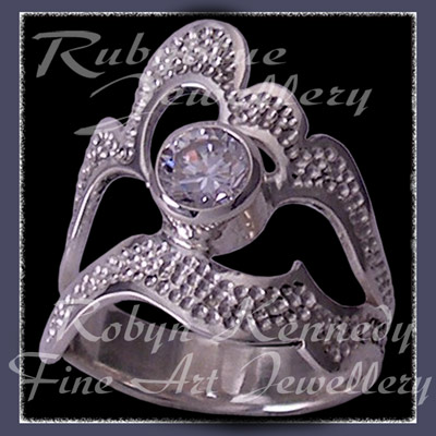 Argentium Sterling Silver and Genuine Cubic Zirconia 'Grace' Ring Image
