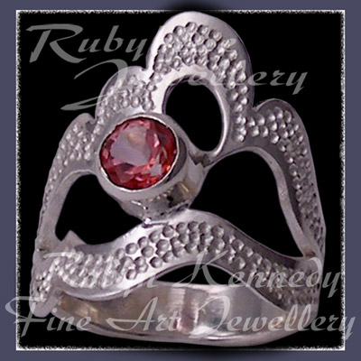 Argentium Sterling Silver and Genuie Passion Pink Topaz 'Grace' Ring Image