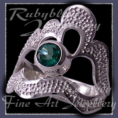 Argentium Sterling Silver and Genuine Rainforest Green Topaz 'Grace' Ring Image