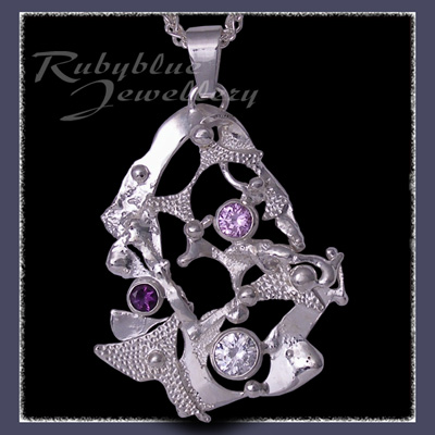 Sterling Silver, Amethyst, Swarovski Cubic Zirconia & Lavendar Cubic Zirconia 'Phoenix' Pendant